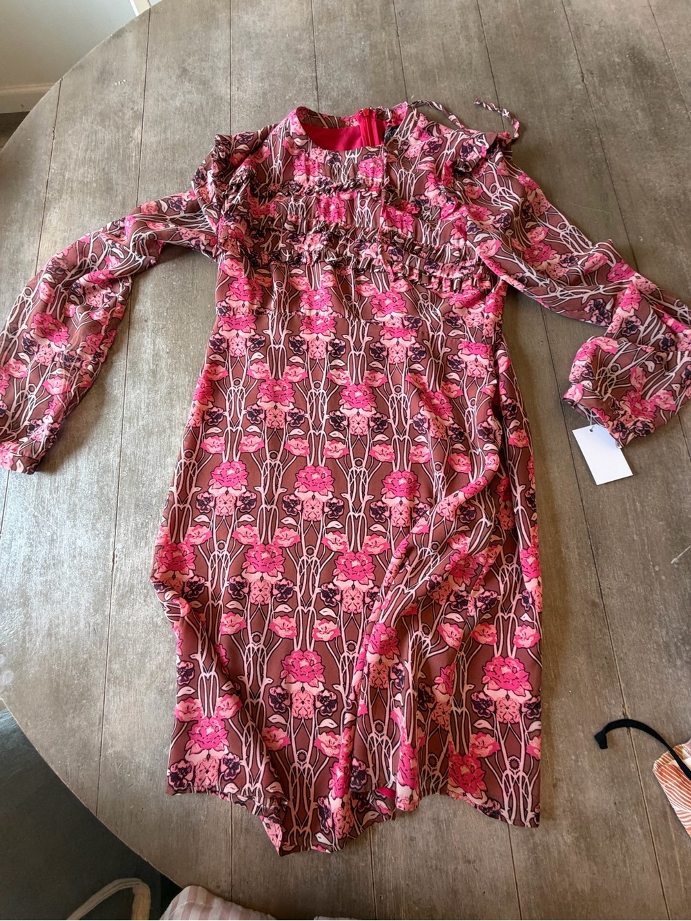 Topshop Pink Floral Long-Sleeve Casual Dress